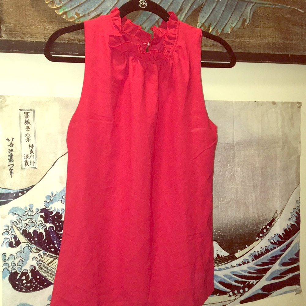 Red  & Black Tank Blouse